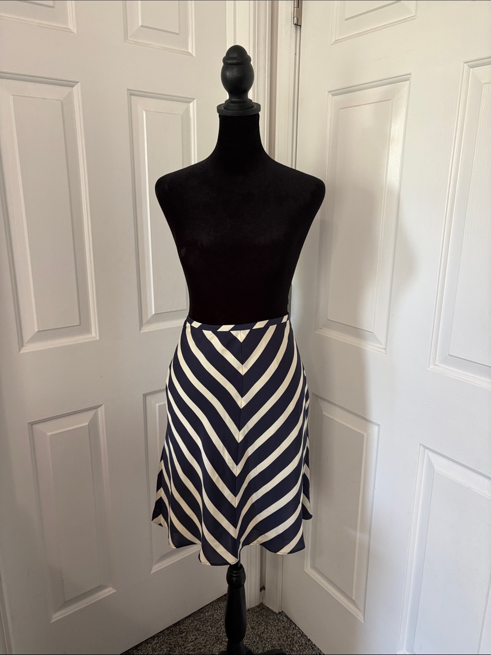 Tommy Hilfiger navy and cream striped silk skirt